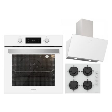 Silverline Beyaz Ankastre Set :soho Beyaz 60 cm Davlumbaz , CS5335W01 Beyaz Ankastre Ocak , B06504W01 Beyaz Ankastre Fırın