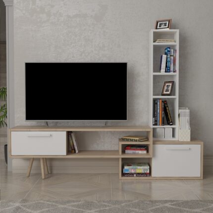 Lagomood Manzara Tv Ünitesi Tv Sehpası Beyaz -  Meşe