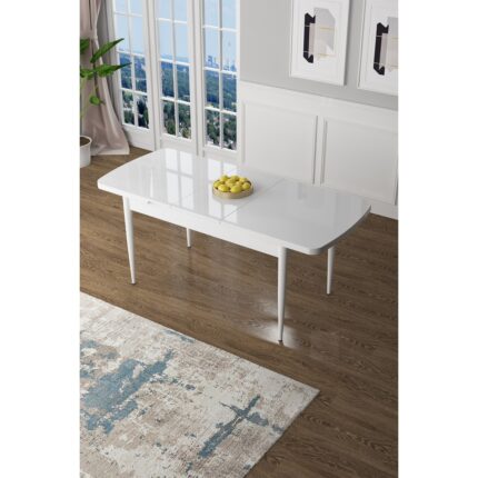 Canisa Concept Canisa  Zen Serisi 1.sınıf Mdf Açılabilir Beyaz Mutfak Masası, Yemek Masası
