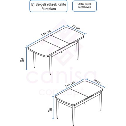Canisa Concept Kor Serisi 70X114 Açılabilir Beyaz Mutfak Masası, Yemek Masası - Görsel 3