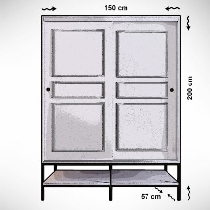 Pasific Home Martin 2 Kapaklı Sürgülü Gardırop Elbise Dolabı,150 cm, Beyaz - Görsel 5