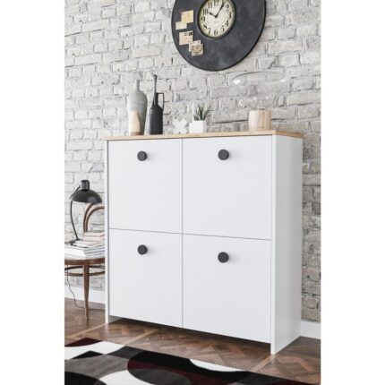 Kzy Mobilya 4 Kapaklı 4 Raflı Suntalam Ayakkabılık 92x32x92 cm Modern Tarz Depolama Dolabı