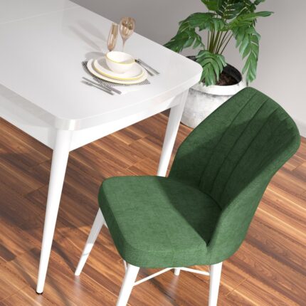 Canisa Concept Nef Serisi 70 x 114 Cm, Açılabilir Mdf Mutfak Masa Takımı, Beyaz Masa ve 4 Sandalye - Görsel 4