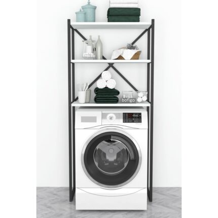 Bofigo 3 Raflı Metal Banyo Düzenleyici Metal Banyo Rafı Çamaşır Makinası Üstü Beyaz - Görsel 2