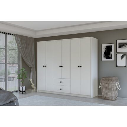 Metalia Gm 069 Delüx 6 Kapı 2 Çekmeceli Düğme Kulplu Gardırop - Görsel 2