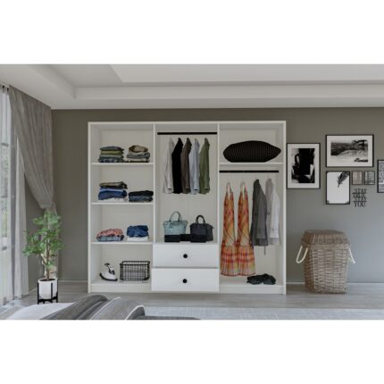 Metalia Gm 069 Delüx 6 Kapı 2 Çekmeceli Düğme Kulplu Gardırop - Görsel 3
