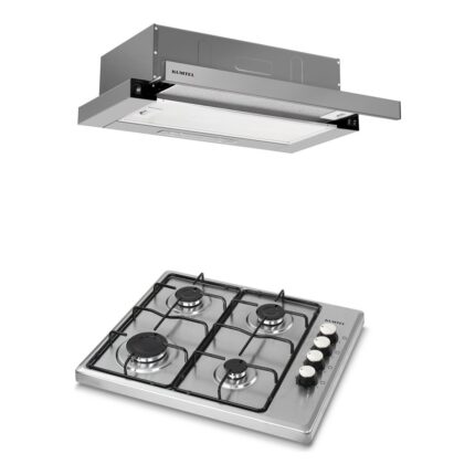Kumtel Ankastre Set KO-420F DS6-905 Inox 4 Gözü Gazlı Ocak ve Yüksek Emiş Güçlü Sürgülü Davlumbaz