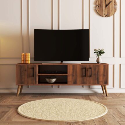 Mezza 1582 Exxen 150 cm Ahşap Ayaklı Tv Ünitesi Hat Rengi