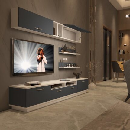 Decoraktiv Trendstyle 5220 Mdf Tv Ünitesi Tv Sehpası Beyaz Antrasit