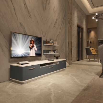 Decoraktiv Trendstyle 4 Mdf Tv Ünitesi Tv Sehpası Beyaz Antrasit