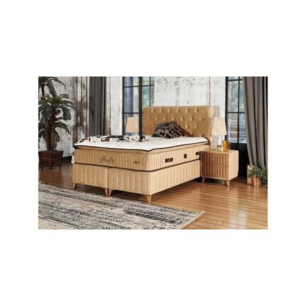 Tutku Yatak Fluffy Pedli Torba ve Mini Paket Yaylı Omurga Destekli Yatak Seti Yatak+Baza+Başlık 100X200 cm