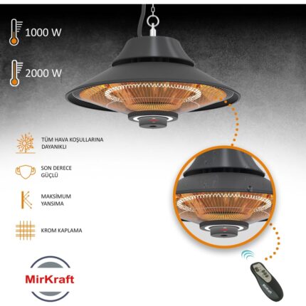 Mirkraft Elirg R.c. LED Işıklı Elektrikli Isıtıcı, 2000 W, Uzaktan Kumandalı - Görsel 2