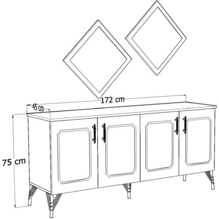 ESMOPA MOBİLYA Elite 180 MDF Konsol – Beyaz, Gümüş ve Gold Renkli, Şık ve Fonksiyonel, 75x172x45 cm Modern Tasarım - Görsel 3