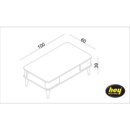 Hey Modüler Mobilya Kumsal Oval Kenar 100* 60 Orta Sehpa Beyaz - Görsel 5