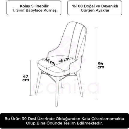 Canisa Concept Pare Serisi, Sandalye, 4 Adet Sandalye, Ceviz Gürgen Ayak - Görsel 3