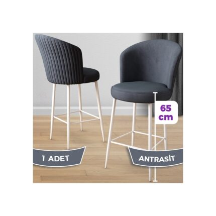 Canisa Concept Alte Serisi Mutfak  Bar Sandalyesi  Babyface Kumaş Beyaz Metal Ayak 1 Adet Sandalye