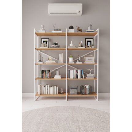 Mobitopya Nilamu 150 cm Kitaplık / Metal Aksamlı / Açık Raf / Organizer / Ofis / Ev / 5 Raflı Kitaplık - Görsel 2