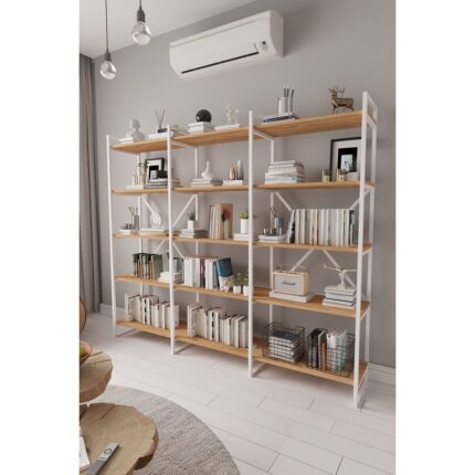 Mobitopya B.d 200 cm Kitaplık Metal Aksamlı Açık Raf Organizer Ofis Ev 5 Raflı Kitaplık - Görsel 2
