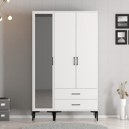 Variant Mobilya Kumsal 3 Kapılı (Rt) Gardrop - Beyaz / Beyaz
