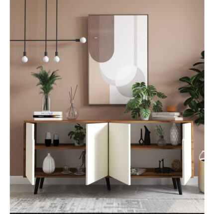 VM VERTEX MOBİLYA Latina Modern Konsol 180 cm Ceviz - Beyaz - Görsel 3