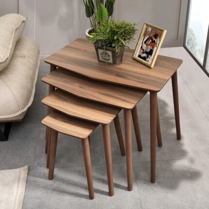 Vovvahome Vega 4lü Dörtlü Mdf Ahşap Zigon Sehpa - Ceviz