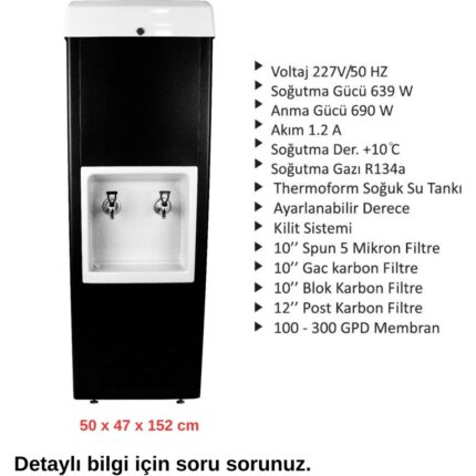 Evora Sanayi Tipi Sebil 40 Litre Soğutmalı Arıtmalı Siyah Endüstriyel Su Sebili - Görsel 3