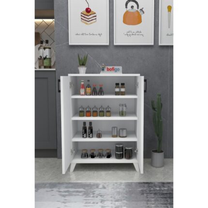 Bofigo 4 Raflı Çok Amaçlı Dolap Çok Amaçlı Mutfak Dolabı Banyo Dolabı Ceren Beyaz - Görsel 4
