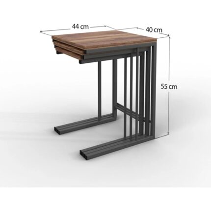 Ivo Zigon Sehpa | 3'Lü Zigon Metal Ayaklı Zigon Sehpa | 3lü  C Zigon  Sehpa - Görsel 3