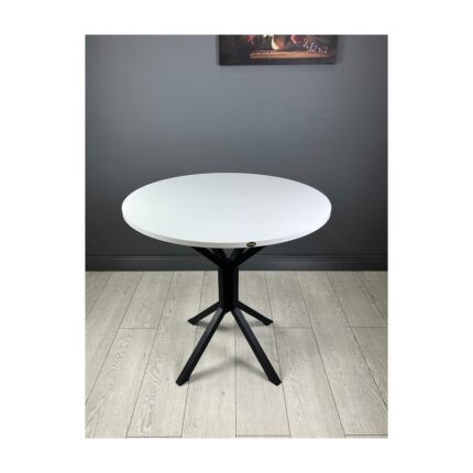 Hey Modüler Mobilya Saray Yuvarlak Mutfak Masası Yemek Masa Balkon Masa Fiskos Masa Metal Siyah Ayak 80 cm