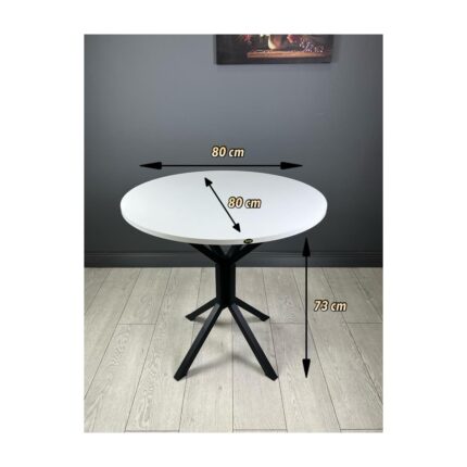 Hey Modüler Mobilya Saray Yuvarlak Mutfak Masası Yemek Masa Balkon Masa Fiskos Masa Metal Siyah Ayak 80 cm - Görsel 4