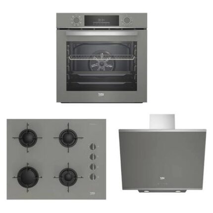 Beko Yeni Gri Cam Avantaj Set - 3’lü Ankastre Set (Fırın + Ocak + Davlumbaz)