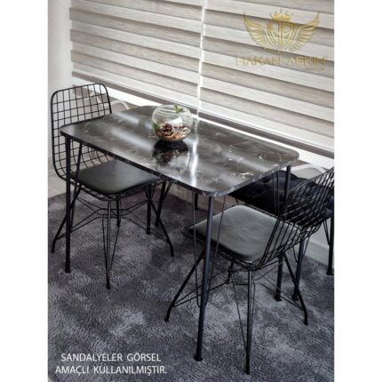 By Hakan Aşkın Metal Ayaklı 60X90 cm (Tek Masa) Black Marble Eclipse 2024 Mutfak - Balkon - Çalışma Masası By Hakan Aşkın