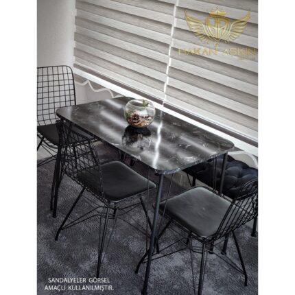 By Hakan Aşkın Metal Ayaklı 60X90 cm (Tek Masa) Black Marble Eclipse 2024 Mutfak - Balkon - Çalışma Masası By Hakan Aşkın - Görsel 2