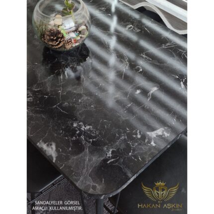 By Hakan Aşkın Metal Ayaklı 60X90 cm (Tek Masa) Black Marble Eclipse 2024 Mutfak - Balkon - Çalışma Masası By Hakan Aşkın - Görsel 3