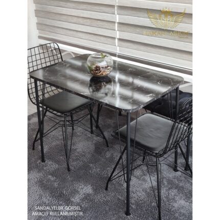 By Hakan Aşkın Metal Ayaklı 60X90 cm (Tek Masa) Black Marble Eclipse 2024 Mutfak - Balkon - Çalışma Masası By Hakan Aşkın - Görsel 5