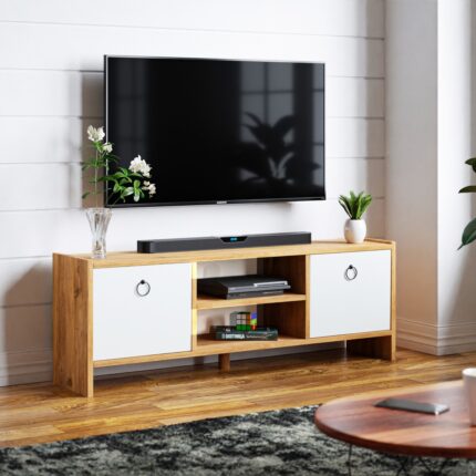 İntergo Modern Tasarımlı Kapaklı TV Ünitesi - Yonga Levha, 120x29x44 cm, Salon İçin Şık Mobilya