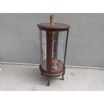 Bengi Ticaret Gümüşlük Yuvarlak Model Parlak Ceviz Kayın Aslan Ayak 3 Raf Bombe CAM120 El Yapım - Görsel 5
