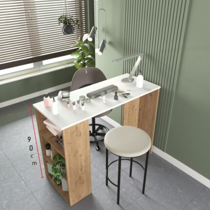 Cool Home Pan Makyaj Masası , Manikür Masası , Raflı Beyaz - Sepet - Görsel 2