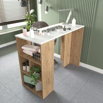 Cool Home Pan Makyaj Masası , Manikür Masası , Raflı Beyaz - Sepet