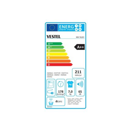 Vestel 7 Kg A++ Isı Pompalı Kurutma Makinesi LED Ekran Çocuk Kilidi Akıllı Nem Sensörü 65 dB - Görsel 2