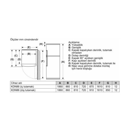 Profilo BD2086WEXN Çift Kapılı No Frost Buzdolabı - Görsel 4