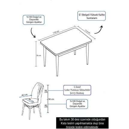 Canisa Concept Arp Serisi, 70X110  Sabit Mutfak Masası - Görsel 2