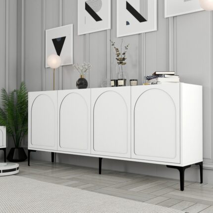 Variant Mobilya Lyon Konsol Modern Tasarım Beyaz ve Siyah Renk 180 cm Genişlik - Görsel 3
