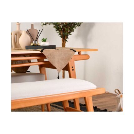 VowTurkey Palace Iskandinav 4 Sandalye 1 Bench 1 Masa Meşe iskelet Salon&Mutfak Masa Sandalye Takımı-El İşçiliği - Görsel 2