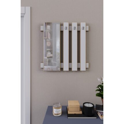 Zeo Wood Design Mdflam Aynalı Elbise Askılık - Görsel 2