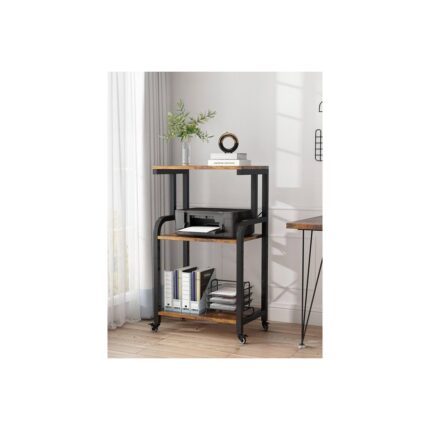 servetavcı Raflı Yazıcı Sehpası - Atlantik Çam (Frenli Tekerlii) 45 x 30 x 90 cm