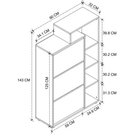 Bofigo LEGO Ayakkabılık Düşer Kapak Ayakkabılık Raflı Ayakkabılık Düzenleyici Çam-Beyaz - Görsel 5