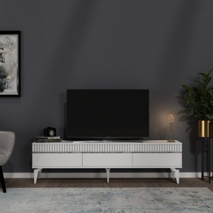 Cantek Dizayn Defne Tv Sehpası (Alt Modül) Beyaz-Gümüş
