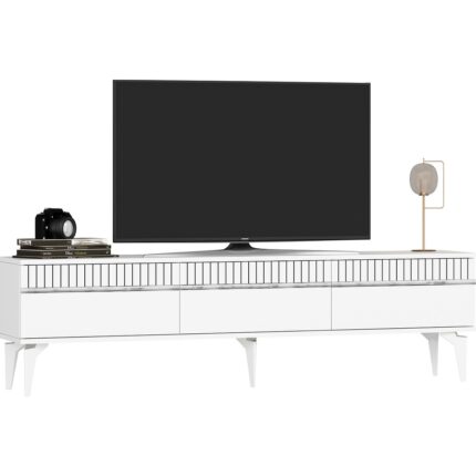 Cantek Dizayn Defne Tv Sehpası (Alt Modül) Beyaz-Gümüş - Görsel 4