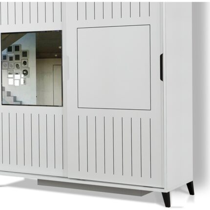Pasific Home Huga Sürgülü 2 Kapaklı Aynalı Gardırop, Beyaz, 120cm - Görsel 3